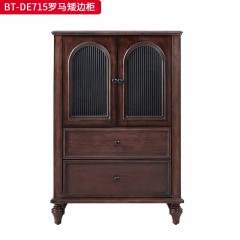 【精品】千匠一品 美式中古风格 主材红橡木+辅材实木板平滑+松木+长虹玻璃 时尚大气罗马矮边柜BT-DE715-J