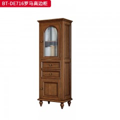 【精品】千匠一品 美式中古风格 主材红橡木+辅材实木拼花+松木+长虹玻璃 时尚大气罗马高边柜BT-DE716-J