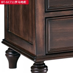 【精品】千匠一品 美式中古风格 主材红橡木+辅材实木板拼花+松木+长虹玻璃 时尚大气罗马地柜BT-GC711-J