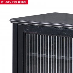 【精品】千匠一品 美式中古风格 主材红橡木+辅材实木板拼花+松木+长虹玻璃 时尚大气罗曼地柜BT-GC713-J