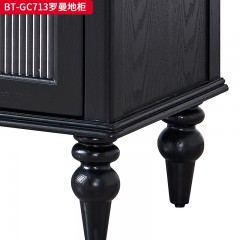 【精品】千匠一品 美式中古风格 主材红橡木+辅材实木板拼花+松木+长虹玻璃 时尚大气罗曼地柜BT-GC713-J