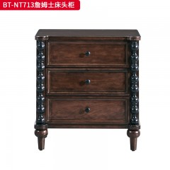 【精品】千匠一品 美式中古风格 主材红橡木+辅材实木板拼花+松木 时尚大气詹姆士床头柜BT-NT713-J