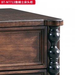 【精品】千匠一品 美式中古风格 主材红橡木+辅材实木板拼花+松木 时尚大气詹姆士床头柜BT-NT713-J