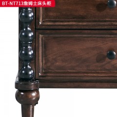 【精品】千匠一品 美式中古风格 主材红橡木+辅材实木板拼花+松木 时尚大气詹姆士床头柜BT-NT713-J