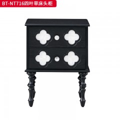 【精品】千匠一品 美式中古风格 主材红橡木+辅材实木板拼花+松木+贝壳 时尚大气四叶草床头柜BT-NT716-J