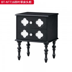 【精品】千匠一品 美式中古风格 主材红橡木+辅材实木板拼花+松木+贝壳 时尚大气四叶草床头柜BT-NT716-J