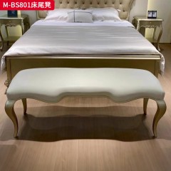 【精品】千匠一品 美式轻奢风格 榉木+软包+超纤皮  真皮 时尚大气床尾凳M-BS801-L