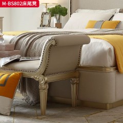 【精品】千匠一品 美式轻奢风格 榉木+软包+超纤皮  真皮 时尚大气床尾凳M-BS802-L