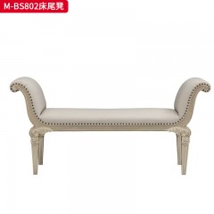【精品】千匠一品 美式轻奢风格 榉木+软包+超纤皮  真皮 时尚大气床尾凳M-BS802-L