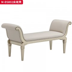 【精品】千匠一品 美式轻奢风格 榉木+软包+超纤皮  真皮 时尚大气床尾凳M-BS802-L