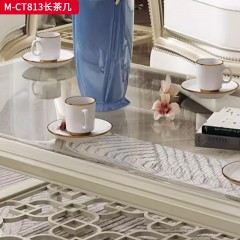 【精品】千匠一品 美式轻奢风格 榉木+钢化玻璃 时尚大气长茶几M-CT813-L