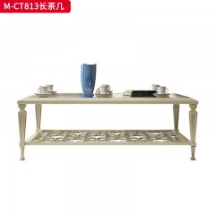 【精品】千匠一品 美式轻奢风格 榉木+钢化玻璃 时尚大气长茶几M-CT813-L