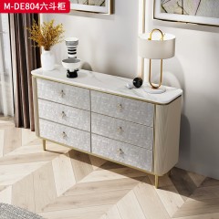 【精品】千匠一品 美式轻奢风格 榉木+贝壳+岩板 时尚大气六斗柜M-DE804-L