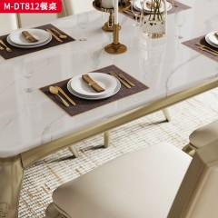 【精品】千匠一品 美式轻奢风格 榉木+大理石 时尚大气餐桌M-DT812-L