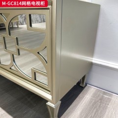 【精品】千匠一品 美式轻奢风格 榉木+玻璃镜子 时尚大气网格电视柜M-GC814-J