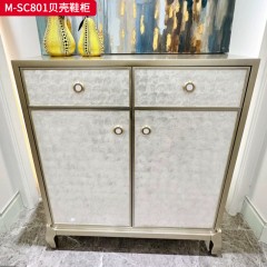 【精品】千匠一品 美式轻奢风格 榉木+贝壳 时尚大气贝壳鞋柜M-SC801-J