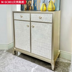 【精品】千匠一品 美式轻奢风格 榉木+贝壳 时尚大气贝壳鞋柜M-SC801-J