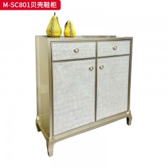 【精品】千匠一品 美式轻奢风格 榉木+贝壳 时尚大气贝壳鞋柜M-SC801-J