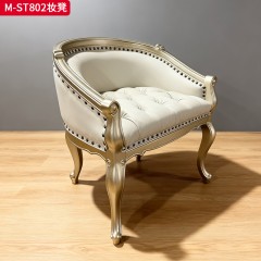 【精品】千匠一品 美式轻奢风格 榉木+软包+超纤皮 真皮 时尚大气妆凳M-ST802-J