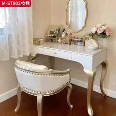 【精品】千匠一品 美式轻奢风格 榉木+软包+超纤皮 真皮 时尚大气妆凳M-ST802-J