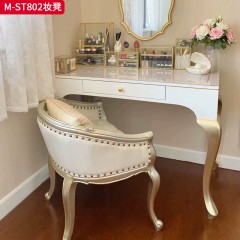 【精品】千匠一品 美式轻奢风格 榉木+软包+超纤皮 真皮 时尚大气妆凳M-ST802-J