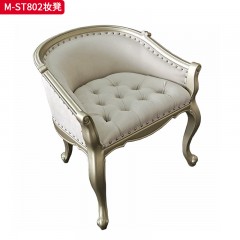 【精品】千匠一品 美式轻奢风格 榉木+软包+超纤皮 真皮 时尚大气妆凳M-ST802-J