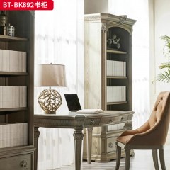 【精品】千匠一品 现代美式风格 水曲柳木+红橡木皮+实木雕刻 时尚大气书柜BT-BK892-L