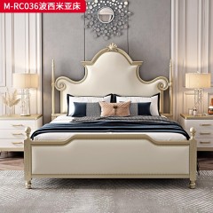 【精品】千匠一品 美式轻奢风格 榉木+超纤皮  真皮软包 时尚大气波西米亚床M-RC036-L