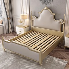 【精品】千匠一品 美式轻奢风格 榉木+超纤皮  真皮软包 时尚大气波西米亚床M-RC036-L