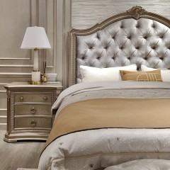 【精品】千匠一品 现代美式风格 水曲柳木+红橡木皮+实木雕刻+布艺+高回弹海绵 时尚大气床BT-BD892-L