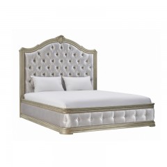 【精品】千匠一品 现代美式风格 水曲柳木+红橡木皮+实木雕刻+布艺+高回弹海绵 时尚大气床BT-BD892-L