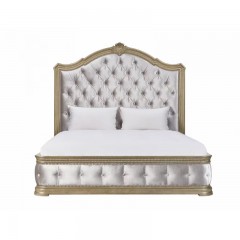 【精品】千匠一品 现代美式风格 水曲柳木+红橡木皮+实木雕刻+布艺+高回弹海绵 时尚大气床BT-BD892-L