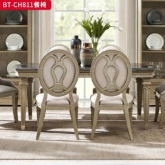 【精品】千匠一品 现代美式风格 榉木+真皮  布艺 时尚大气餐椅BT-CH811-L