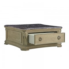 【精品】千匠一品 现代美式风格 水曲柳木+红橡木皮+实木雕刻+天然大理石 时尚大气茶几BT-CT892-L