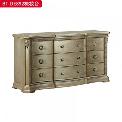 【精品】千匠一品 现代美式风格 水曲柳木+红橡木皮+实木雕刻 时尚大气梳妆台BT-DE892-L