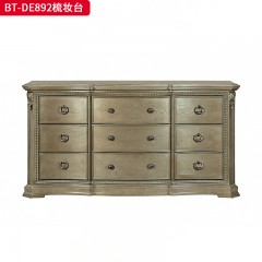 【精品】千匠一品 现代美式风格 水曲柳木+红橡木皮+实木雕刻 时尚大气梳妆台BT-DE892-L