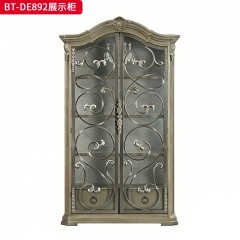 【精品】千匠一品 现代美式风格 水曲柳木+红橡木皮+实木雕刻+玻璃柜门+五金件 时尚大气展示柜BT-DE892-L