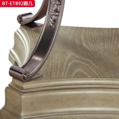 【精品】千匠一品 现代美式风格 水曲柳木+实木雕刻+天然大理石+五金框架 时尚大气圆几BT-ET892-L