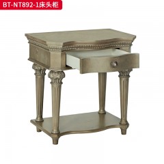 【精品】千匠一品 现代美式风格 水曲柳木+红橡木皮+实木雕刻 时尚大气床头柜BT-NT892-1-L