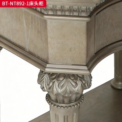 【精品】千匠一品 现代美式风格 水曲柳木+红橡木皮+实木雕刻 时尚大气床头柜BT-NT892-1-L