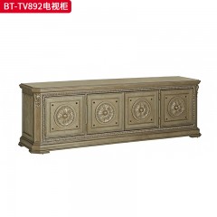【精品】千匠一品 现代美式风格 水曲柳木+红橡木皮+实木雕刻 时尚大气电视柜BT-TV892-L