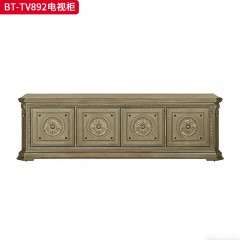 【精品】千匠一品 现代美式风格 水曲柳木+红橡木皮+实木雕刻 时尚大气电视柜BT-TV892-L