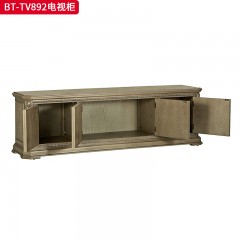 【精品】千匠一品 现代美式风格 水曲柳木+红橡木皮+实木雕刻 时尚大气电视柜BT-TV892-L