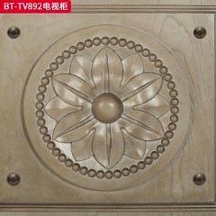 【精品】千匠一品 现代美式风格 水曲柳木+红橡木皮+实木雕刻 时尚大气电视柜BT-TV892-L