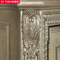 【精品】千匠一品 现代美式风格 水曲柳木+红橡木皮+实木雕刻 时尚大气电视柜BT-TV892-L