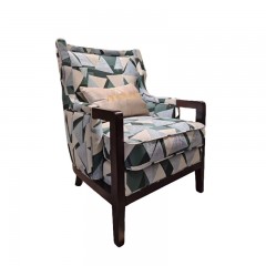 【精品】千匠一品 美式轻奢风格 高级棉绒布  麻布+胡桃色实木脚架+高回弹海绵+小腰枕 时尚大气格调单椅M-LC608-L