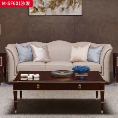 【精品】千匠一品 美式轻奢风格 头层小黄牛真皮+实木框架+实木脚 时尚大气山峰沙发M-SF601-L