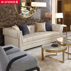 【精品】千匠一品 美式轻奢风格 头层小黄牛真皮+实木框架+实木脚 时尚大气莅临沙发M-SF609-L