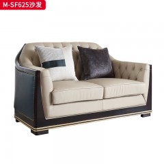 【精品】千匠一品 美式轻奢风格 头层小黄牛真皮+实木框架 时尚大气海豚沙发M-SF625-L