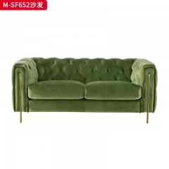 【精品】千匠一品 美式轻奢风格 磨砂布+实木框架+304不锈钢 时尚大气拉扣沙发M-SF652-L